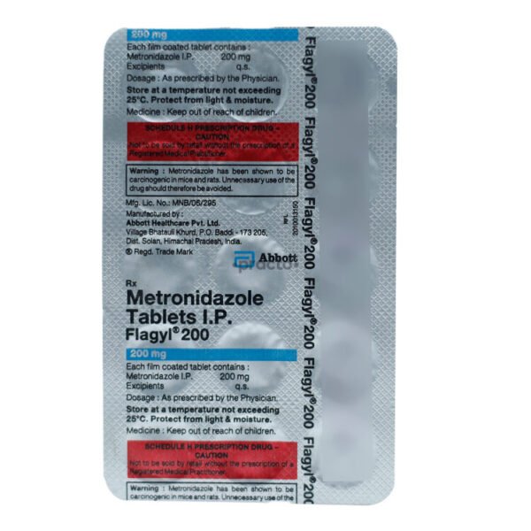 Flagyl® 200 – Metronidazole Tablets I.P. 200 mg by Abbott | Antibacterial & Antiprotozoal