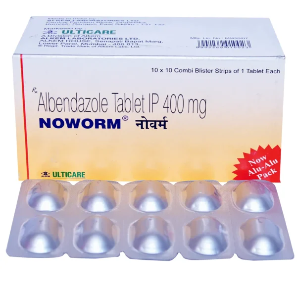 Noworm Albendazole Tablets IP 400 mg | Anthelmintic Deworming Medicine – 1 Tablet