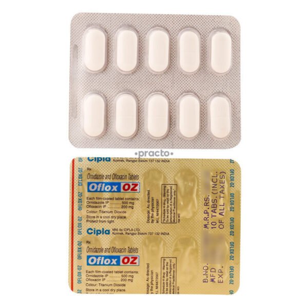 Oflox OZ Tablets – Ornidazole 500mg & Ofloxacin 200mg | Cipla | 10 Tablets for Bacterial Infections