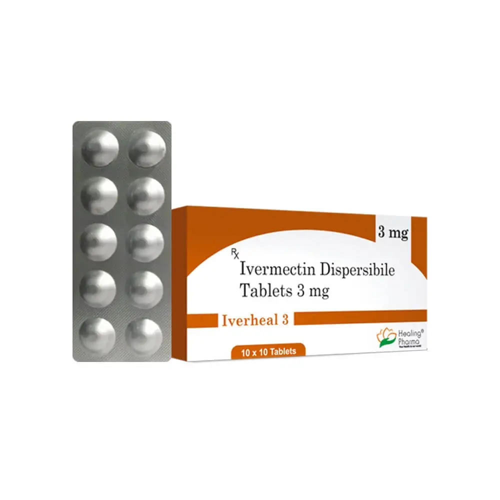 Iverheal 3 Ivermectin Dispersible Tablets 3mg blister pack and box by Healing Pharma – antiparasitic medicine for human use